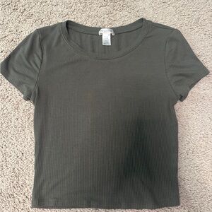 Women's Olive Green Ribbed Top